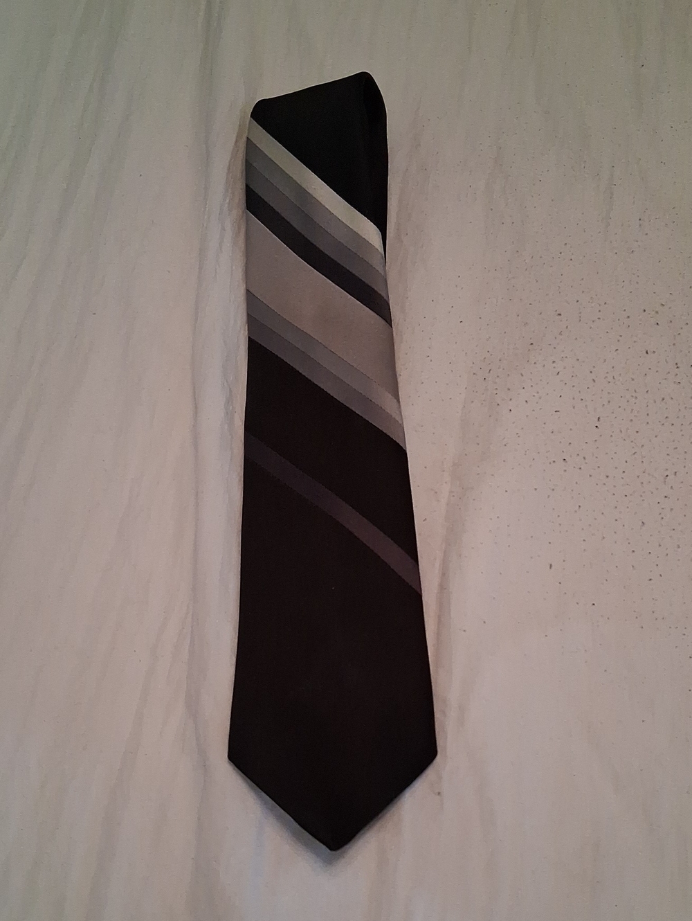 Vintage Austin Manor Black and Gray Striped Men’s Tie